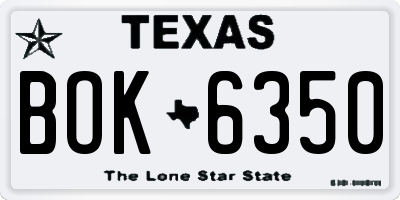 TX license plate BOK6350