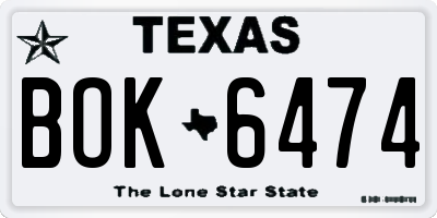 TX license plate BOK6474
