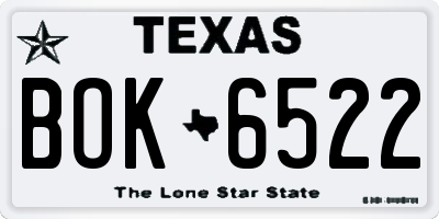 TX license plate BOK6522