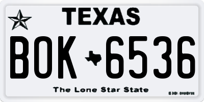 TX license plate BOK6536