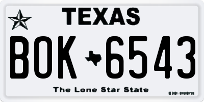 TX license plate BOK6543