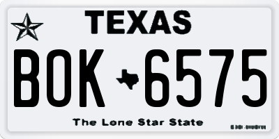 TX license plate BOK6575