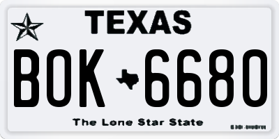 TX license plate BOK6680