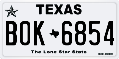 TX license plate BOK6854