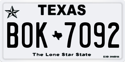 TX license plate BOK7092