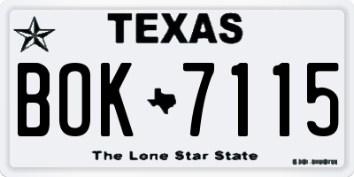 TX license plate BOK7115