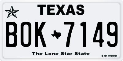 TX license plate BOK7149