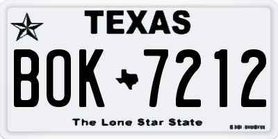 TX license plate BOK7212