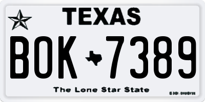 TX license plate BOK7389