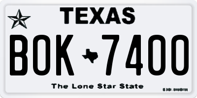 TX license plate BOK7400