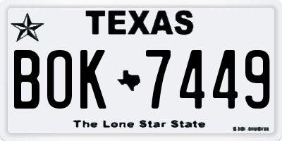TX license plate BOK7449