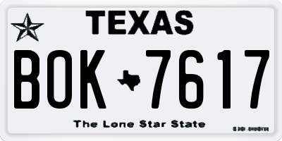 TX license plate BOK7617