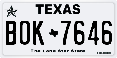 TX license plate BOK7646