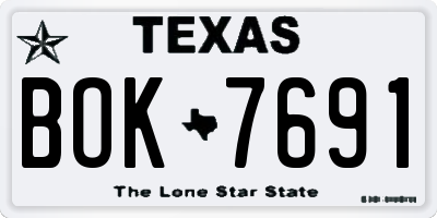 TX license plate BOK7691