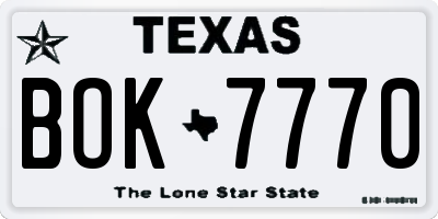 TX license plate BOK7770