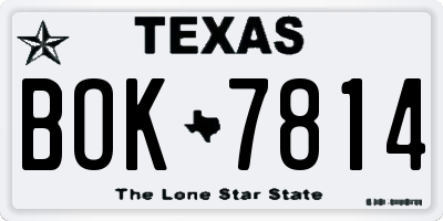 TX license plate BOK7814