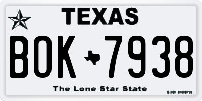 TX license plate BOK7938