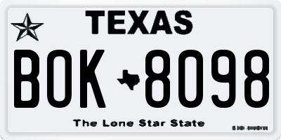 TX license plate BOK8098