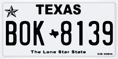 TX license plate BOK8139
