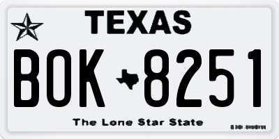 TX license plate BOK8251