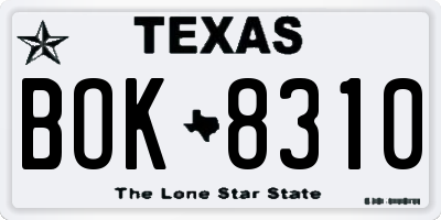 TX license plate BOK8310
