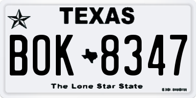 TX license plate BOK8347
