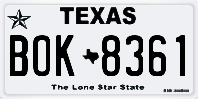 TX license plate BOK8361