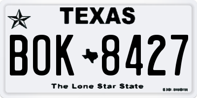 TX license plate BOK8427