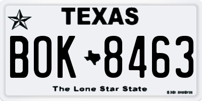 TX license plate BOK8463