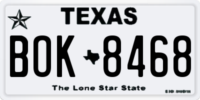 TX license plate BOK8468