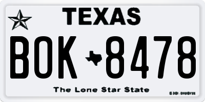 TX license plate BOK8478