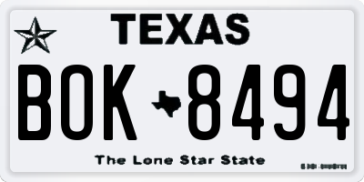 TX license plate BOK8494
