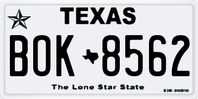 TX license plate BOK8562