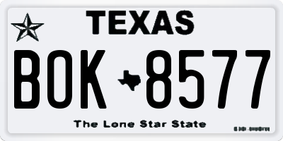 TX license plate BOK8577