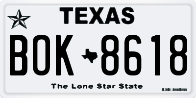 TX license plate BOK8618