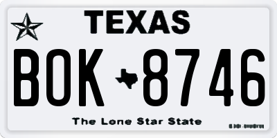 TX license plate BOK8746