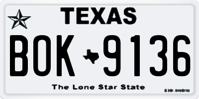 TX license plate BOK9136