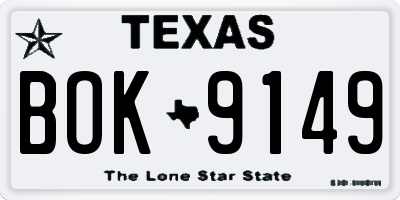 TX license plate BOK9149