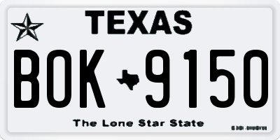 TX license plate BOK9150