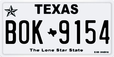 TX license plate BOK9154