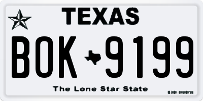 TX license plate BOK9199