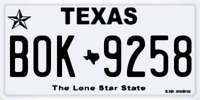 TX license plate BOK9258