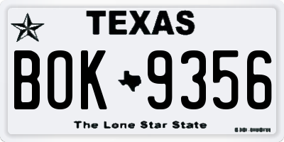 TX license plate BOK9356