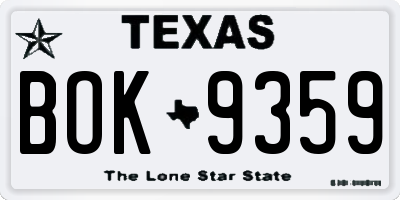 TX license plate BOK9359