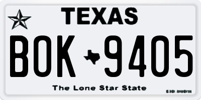 TX license plate BOK9405