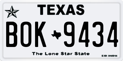 TX license plate BOK9434