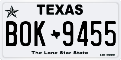 TX license plate BOK9455