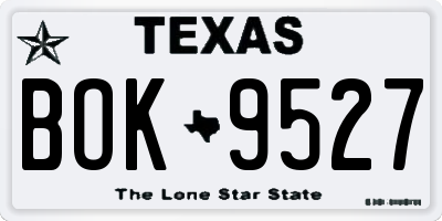 TX license plate BOK9527