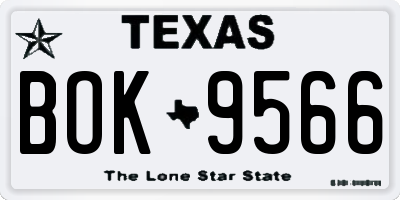 TX license plate BOK9566