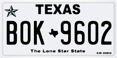TX license plate BOK9602